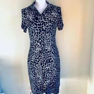 EN FOCUS Collared Dress MIDI Dress Giraffe Print